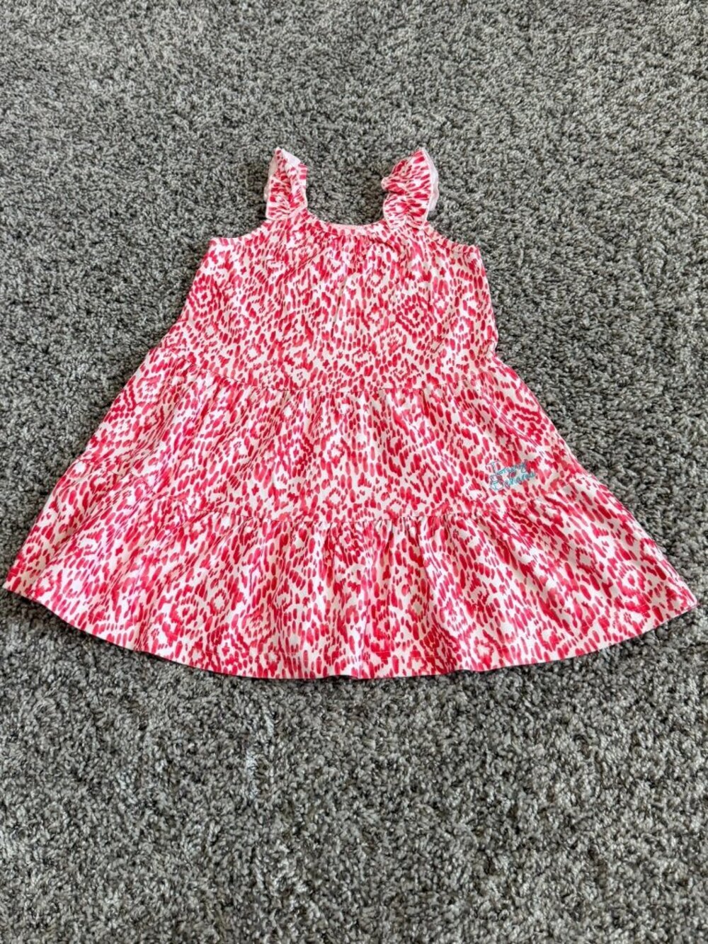 Tommy Bahama Sleeveless Red/White Abstract Tiered Dress Girl's Size 2T